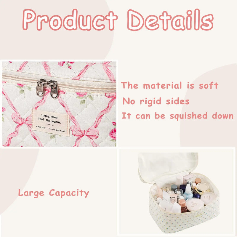 bolsa de maquiagem de algodão acolchoado