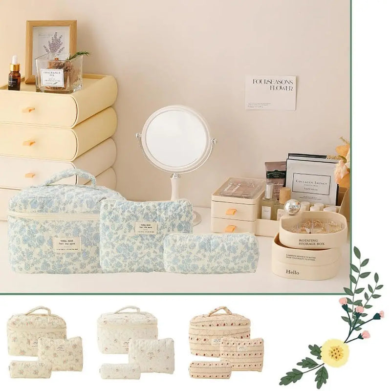 bolsa de maquiagem de algodão acolchoado