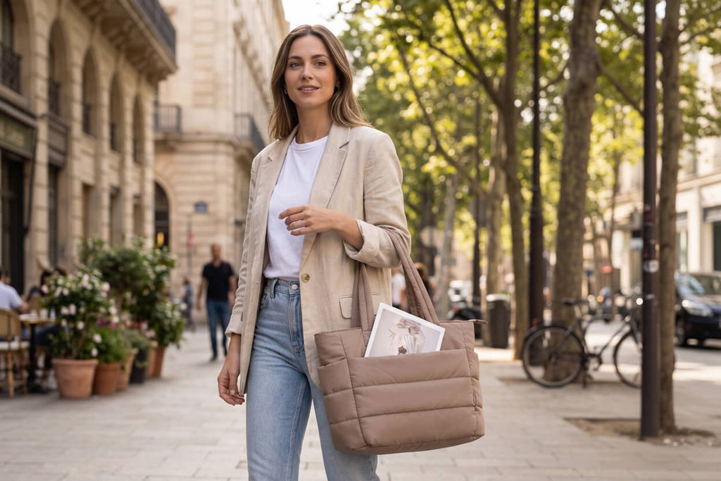 Detalhe do tecido acolchoado da Bolsa Soft Daily